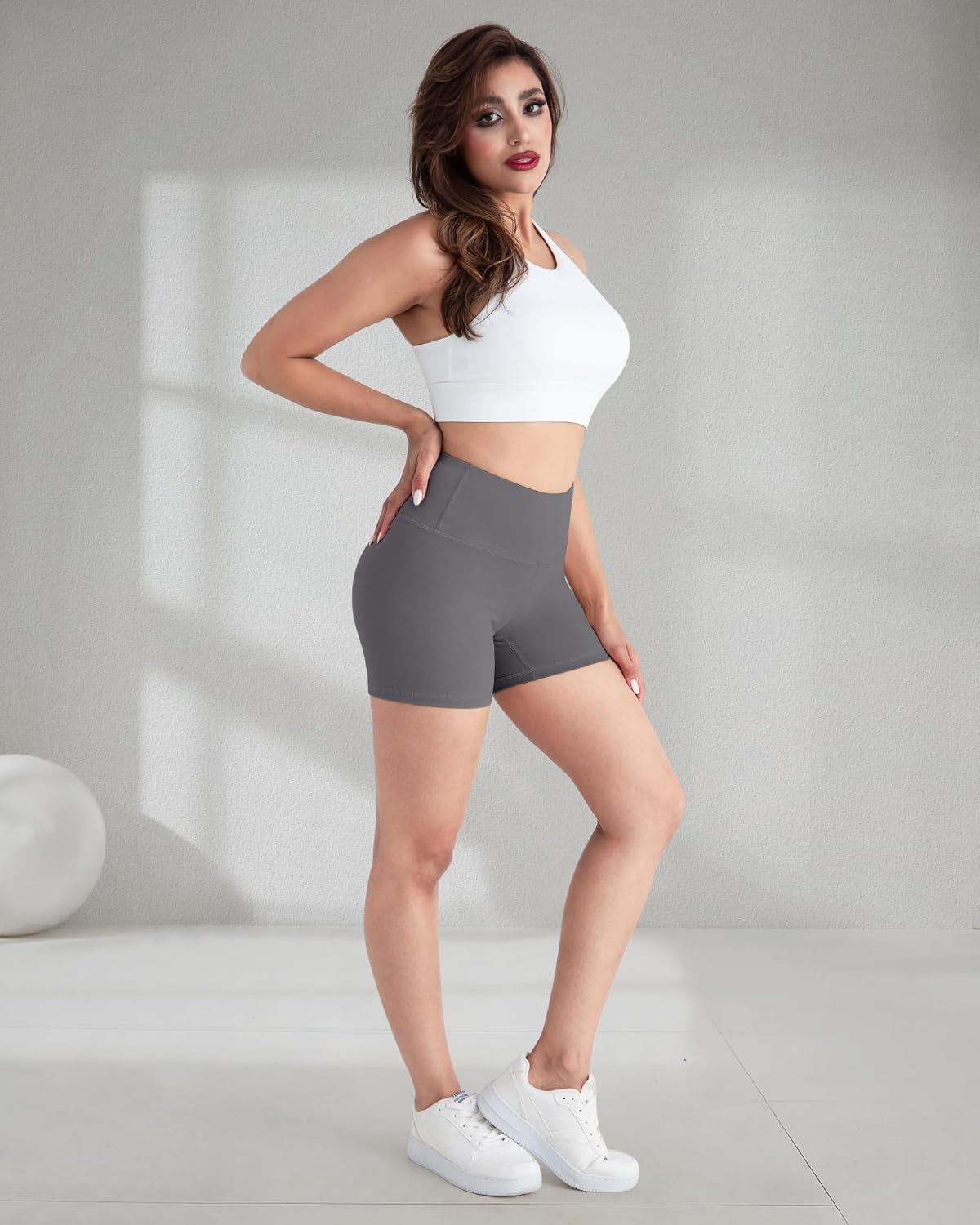 High Waisted Spandex Biker Shorts, Workout Booty Soft Yoga Shorts for Women