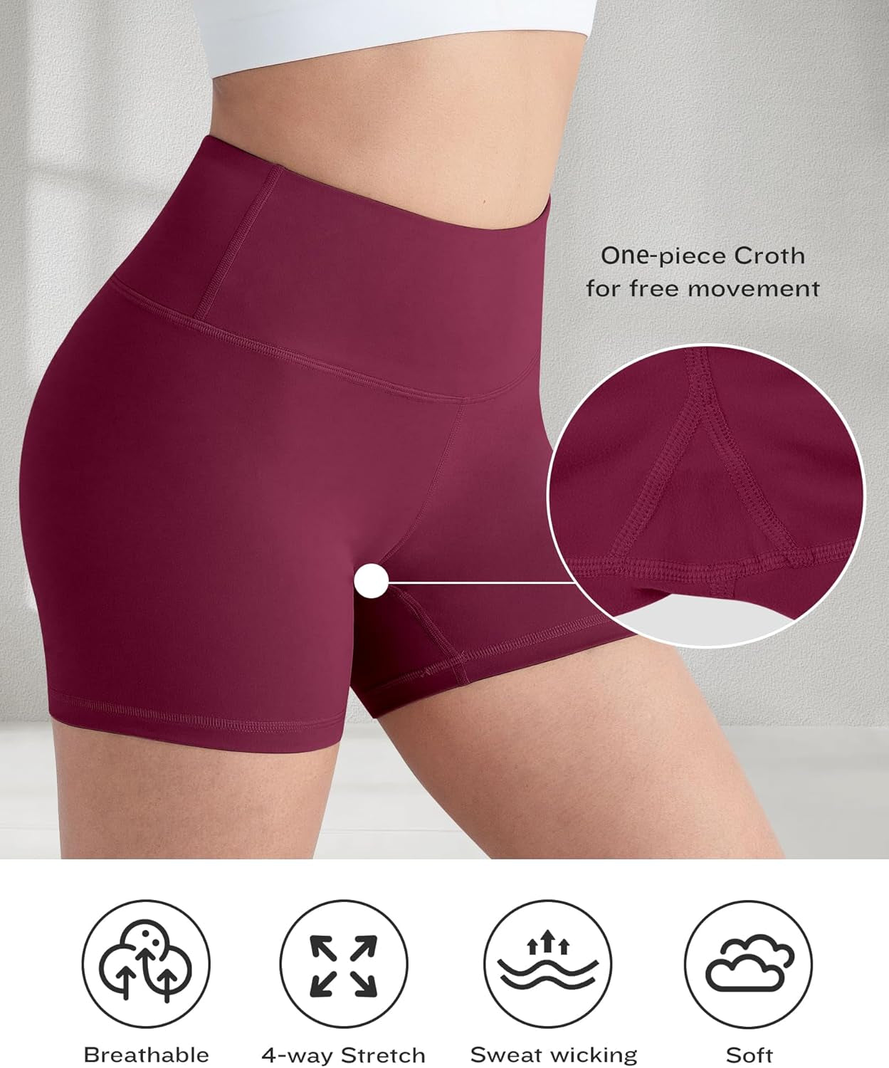 High Waisted Spandex Biker Shorts, Workout Booty Soft Yoga Shorts for Women
